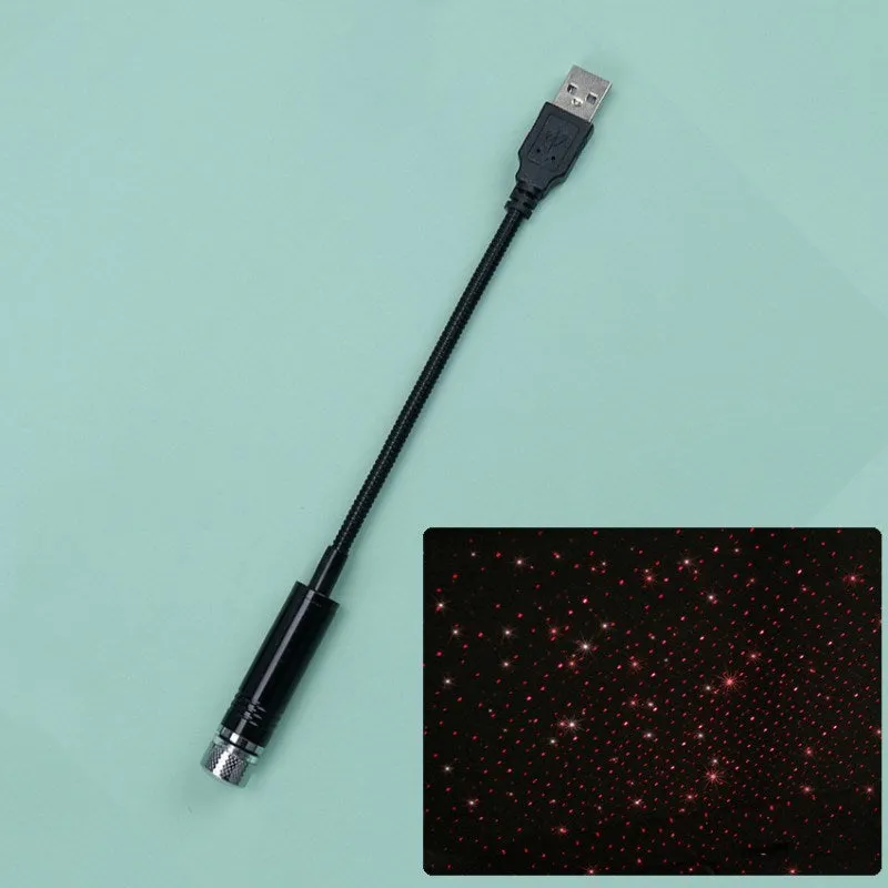 LED car roof star night lights projector showing purple Milky Way effect on car ceiling interior