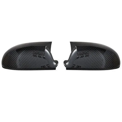 Bright black plastic mirror reflector shell pair for a Volkswagen Sagitar car.