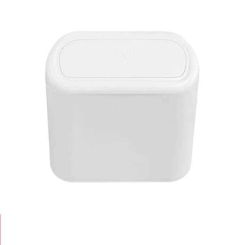 Black ABS car trash can with upturned lid and removable hook, 160x143x85mm, on car seat