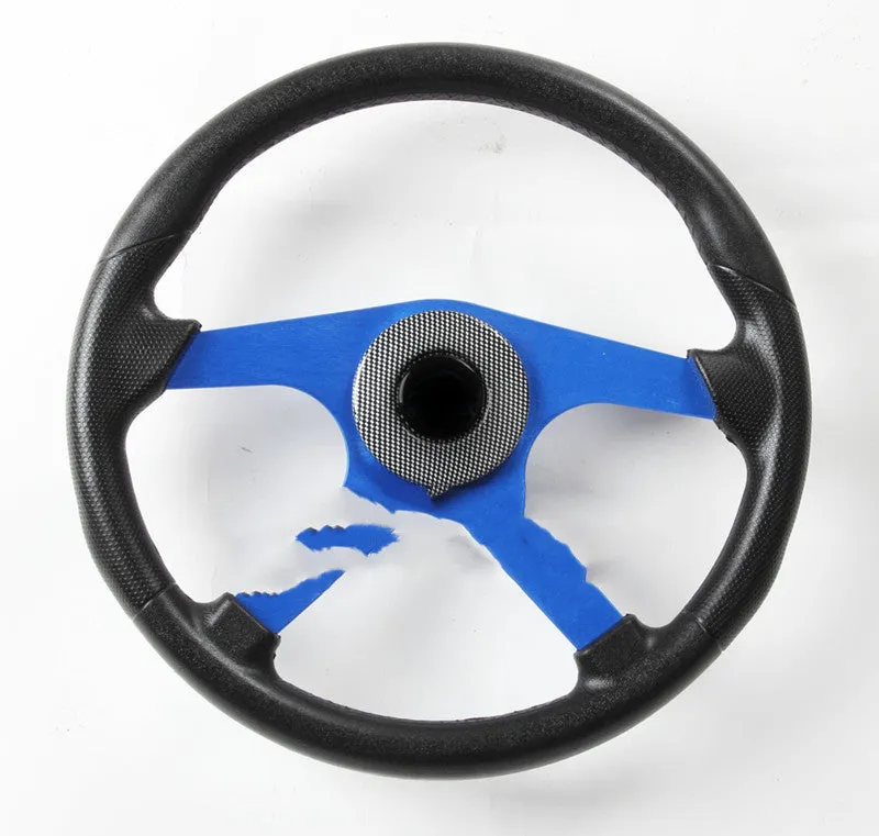 Sporty universal yacht steering wheel in silver, 320mm diameter, with tapered 19mm hole