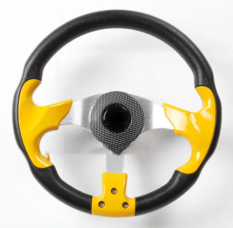 Sporty universal yacht steering wheel in silver, 320mm diameter, with tapered 19mm hole