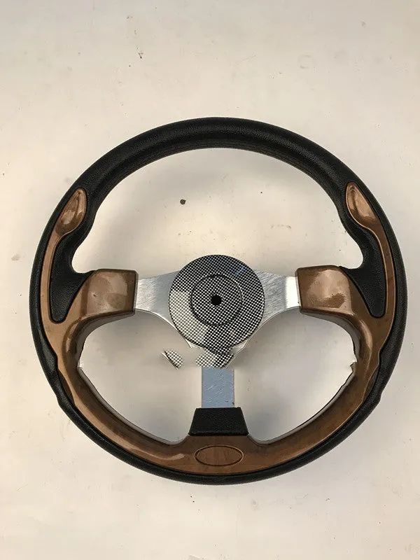 Sporty universal yacht steering wheel in silver, 320mm diameter, with tapered 19mm hole