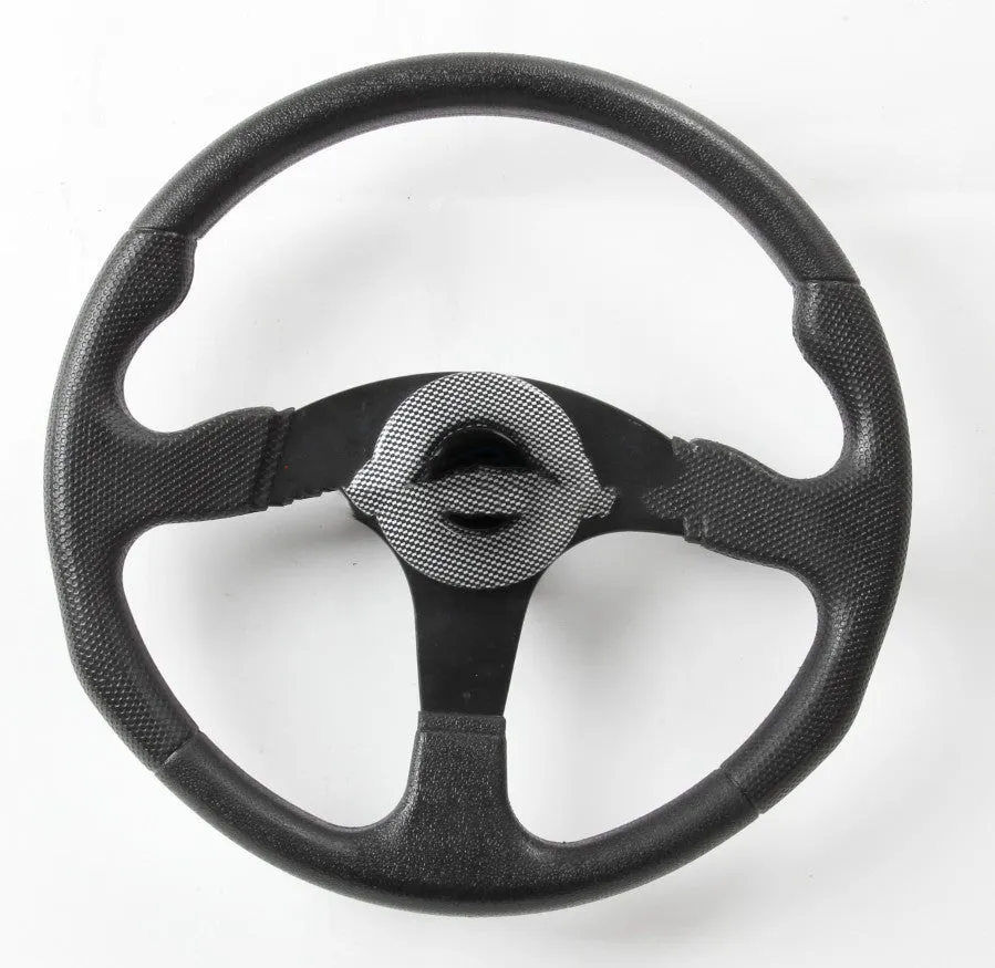 Sporty universal yacht steering wheel in silver, 320mm diameter, with tapered 19mm hole