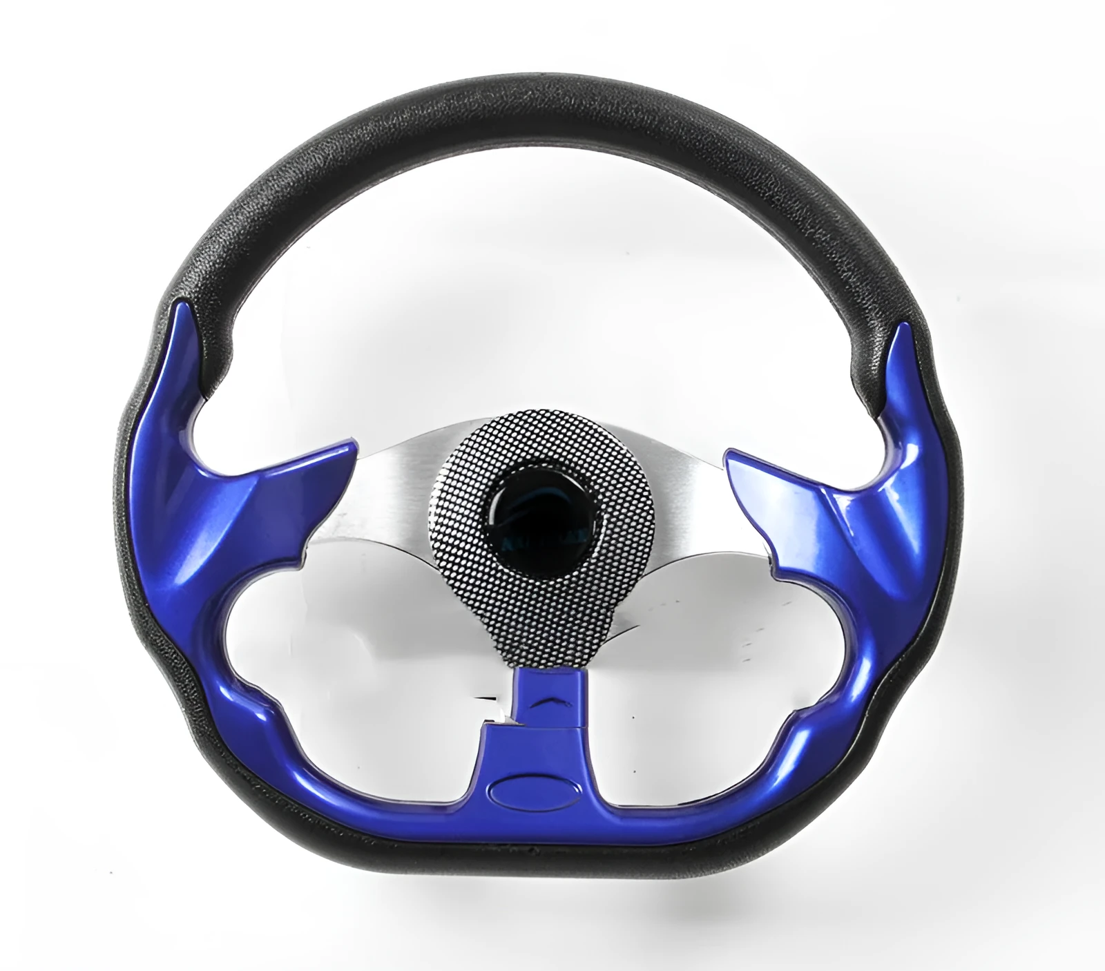 Sporty universal yacht steering wheel in silver, 320mm diameter, with tapered 19mm hole