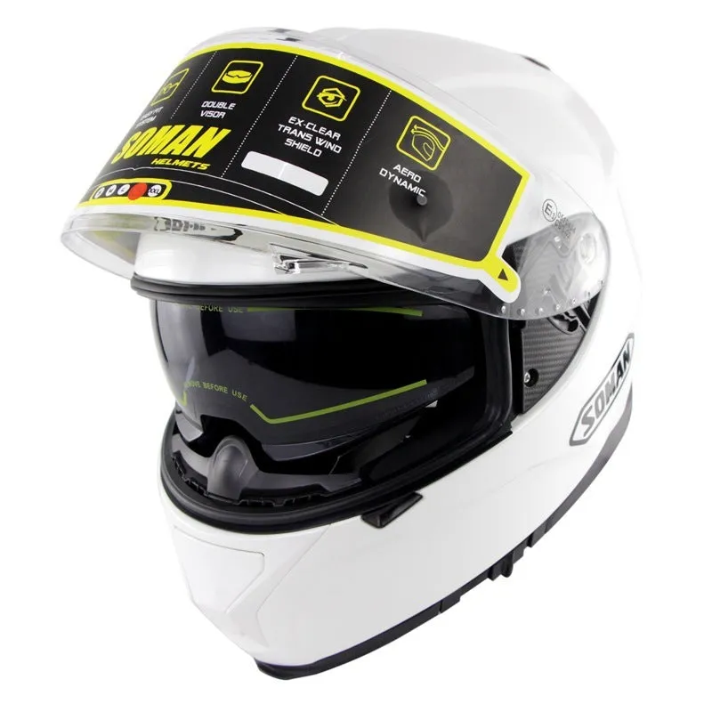 Motorcycle electric bicycle helmet with anti-fog double lens, ABS shell, unisex, available in multiple colours and sizes