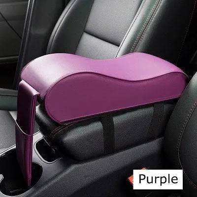 Black PU leather car armrest pad for centre console with dimensions 34x11x16cm