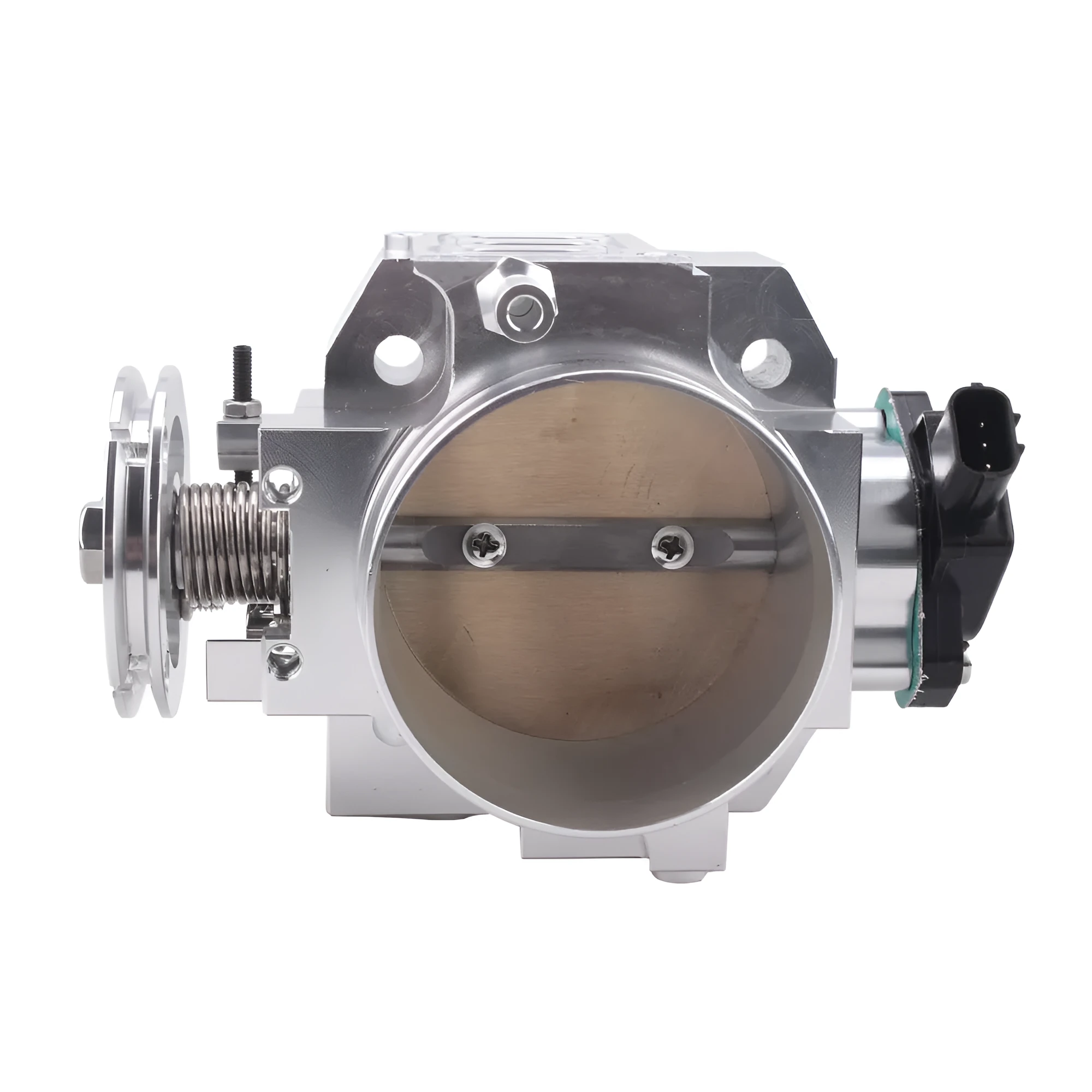 Aluminium throttle body for Honda K20A engines with 70mm diameter in black finish