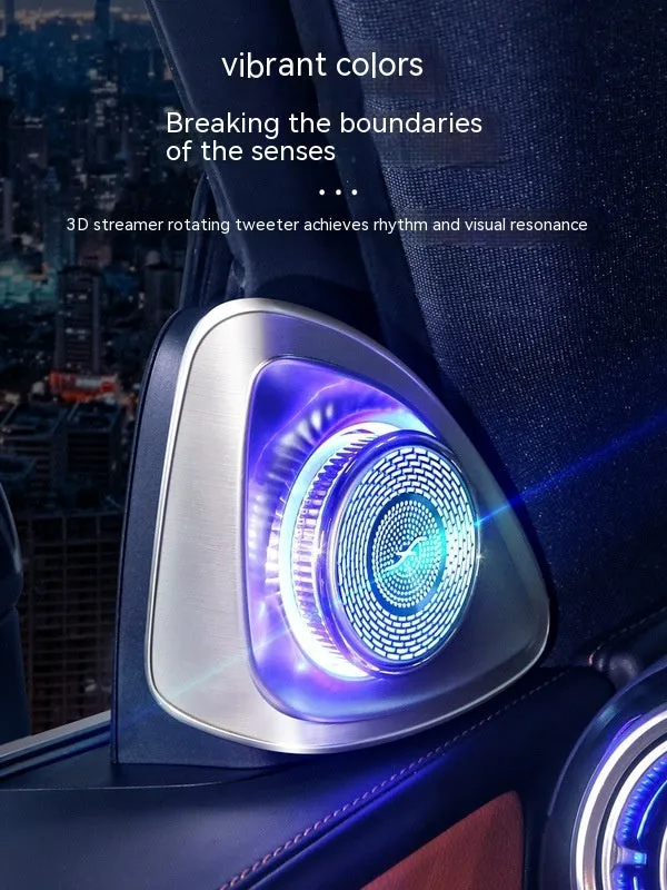 Pair of black ABS plastic car speakers with a central rotating tweeter, for Mercedes-Benz GLC X254 2023 model.