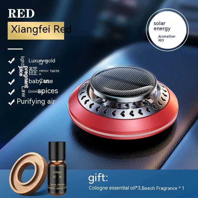 Solar-powered aluminium alloy car air freshener with ventilation fan for odour removal