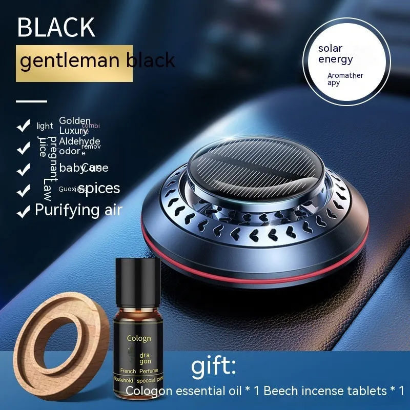Solar-powered aluminium alloy car air freshener with ventilation fan for odour removal