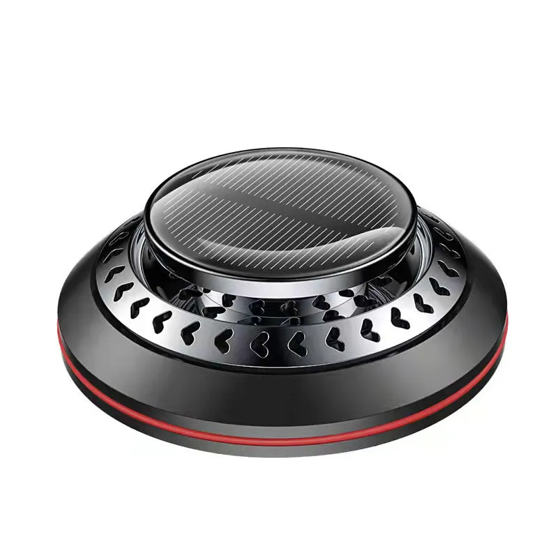 Solar-powered aluminium alloy car air freshener with ventilation fan for odour removal