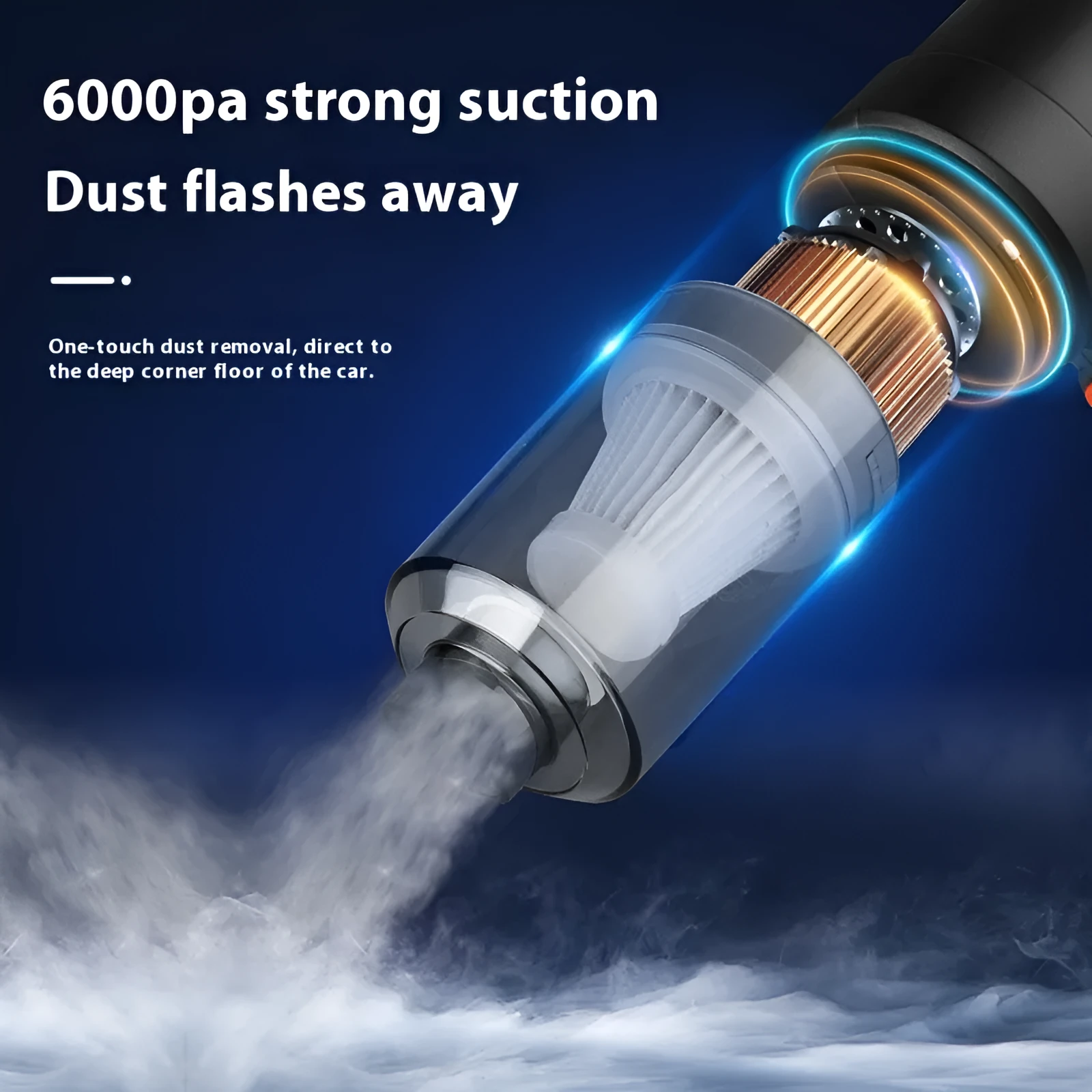 Wireless car vacuum cleaner with suction and blowing dual-use for vehicle interior cleaning