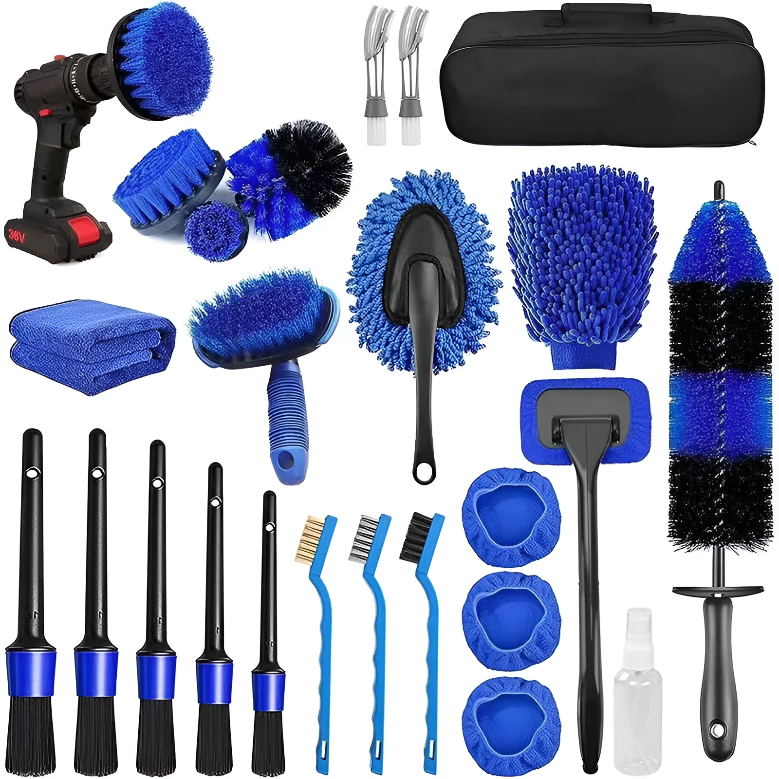 26-piece automotive cleaning kit with car wash brush and accessories for vehicle maintenance