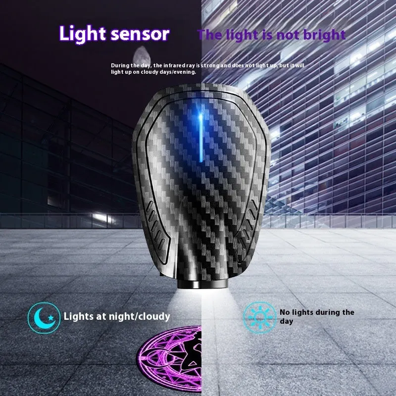 Carbon fiber pattern black car courtesy lamp with infrared induction and wireless design