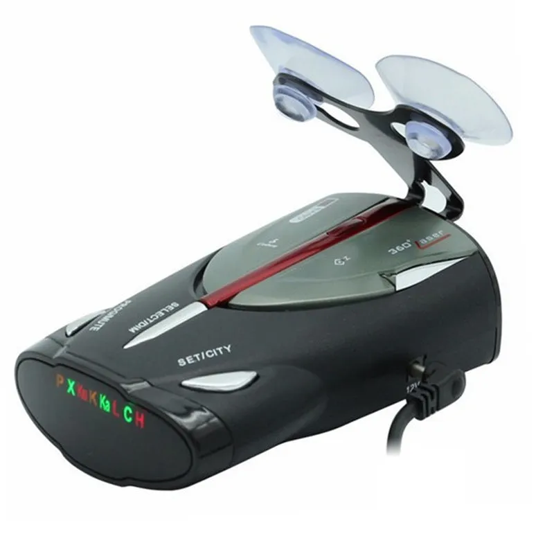 XRS9880 English Russian bilingual radar detector with LED display and suction cup bracket