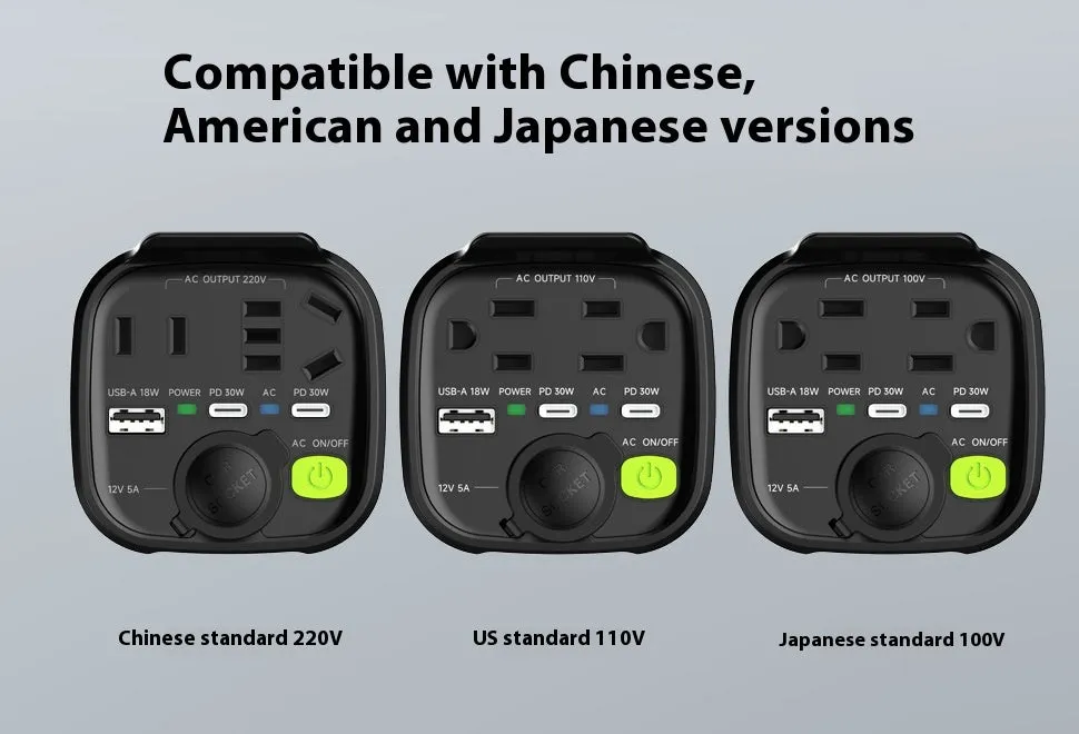 150W 12V to 110V inverter car charger with dual USB-C PD30W and USB-A 18W, fireproof ABS housing