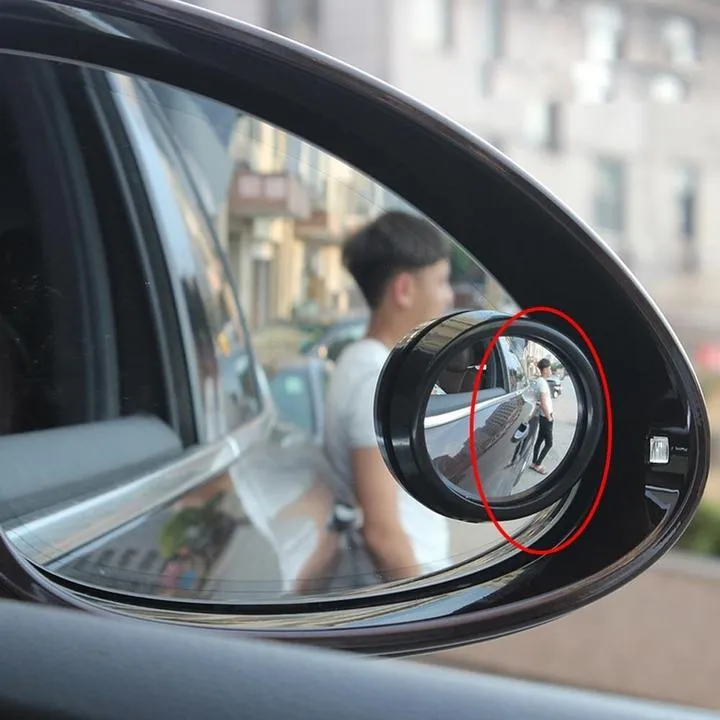 Car borderless small round convex mirror with 360 degree rotation for reversing blind spot safety
