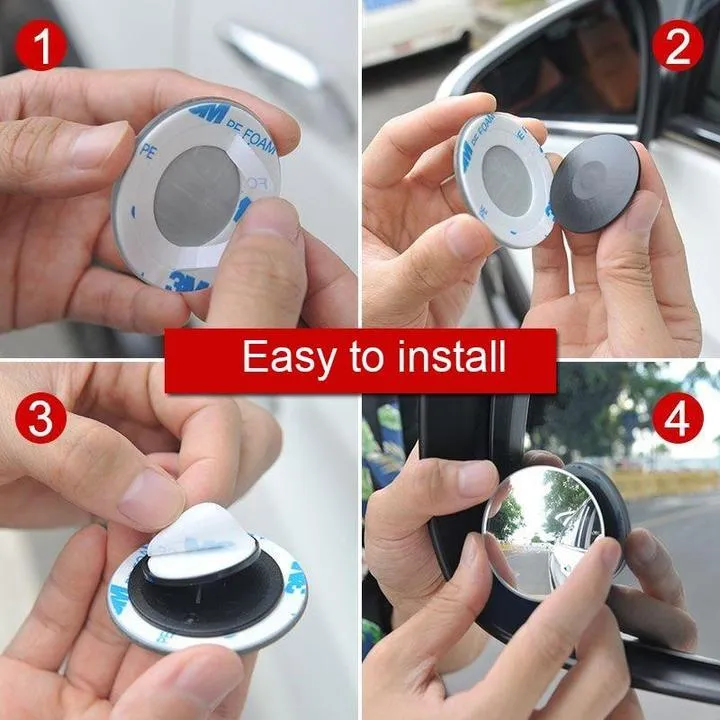 Car borderless small round convex mirror with 360 degree rotation for reversing blind spot safety
