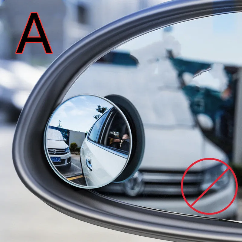 Car borderless small round convex mirror with 360 degree rotation for reversing blind spot safety