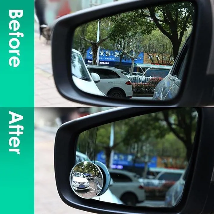 Car borderless small round convex mirror with 360 degree rotation for reversing blind spot safety