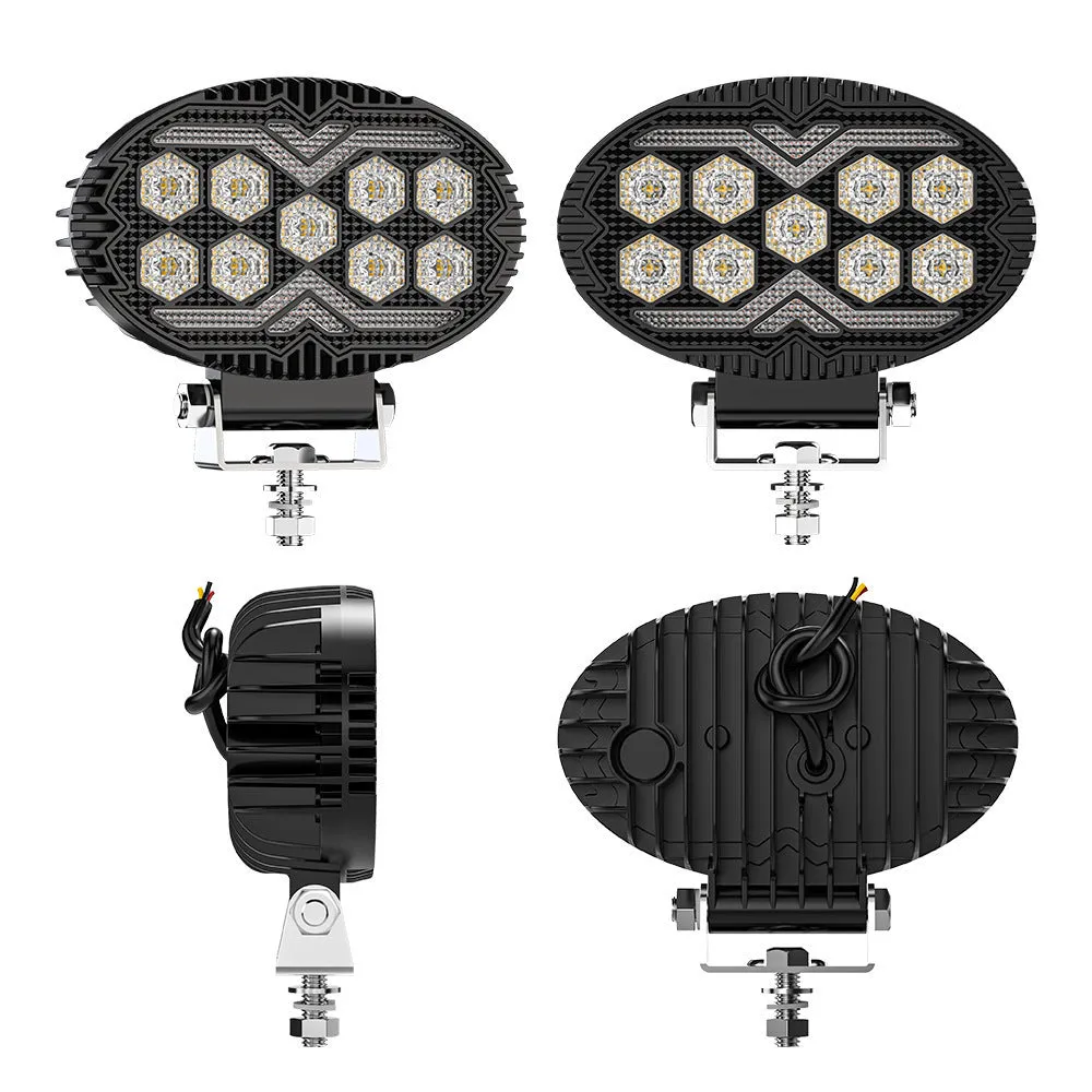 Black Warrior 55-inch oval 9-LED dual-color floodlight work light in aluminium alloy for vehicles