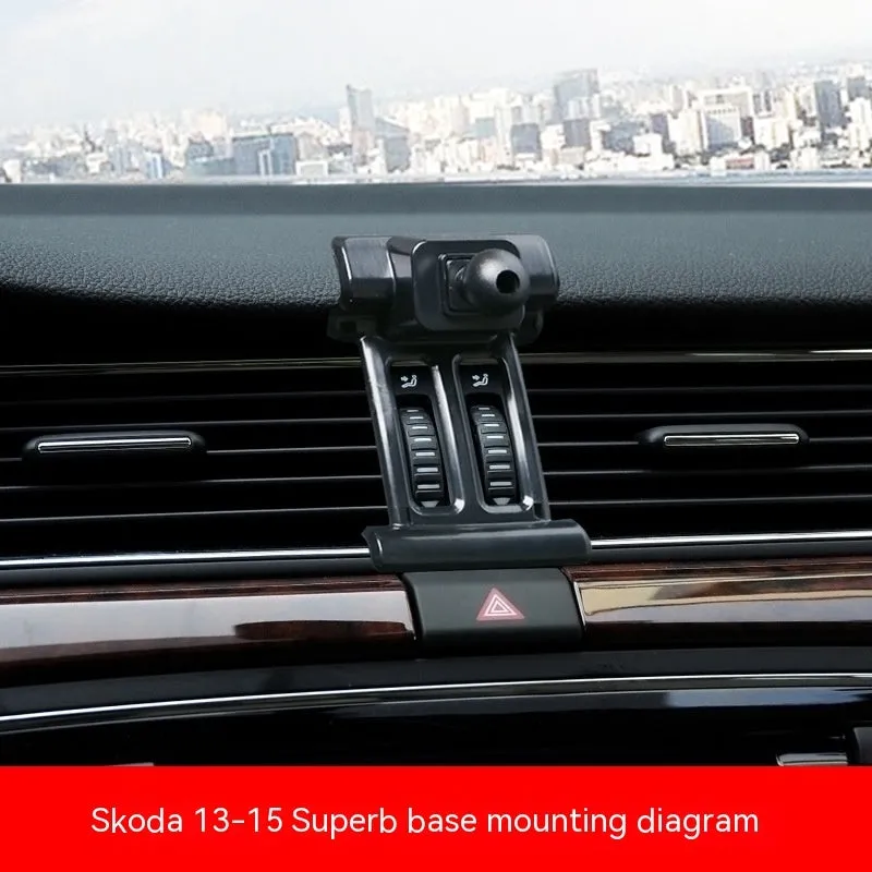 Snap-on car phone bracket for Škoda vehicles with air vent mounting