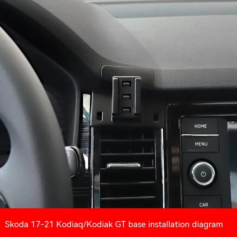 Snap-on car phone bracket for Škoda vehicles with air vent mounting