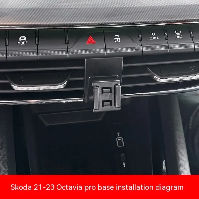 Snap-on car phone bracket for Škoda vehicles with air vent mounting