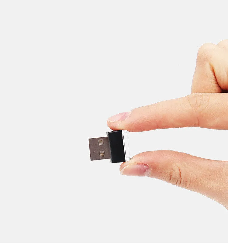 USB-1 monochrome atmosphere light in PC shell, 0.8x1.5x2mm, 60 lumens, 7 colours, car foot lighting