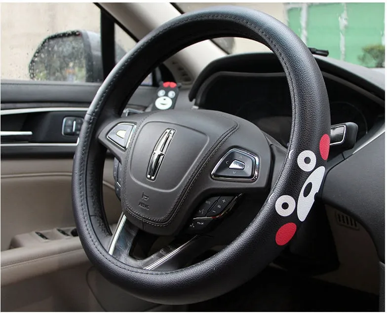 Korean cute cartoon steering wheel cover in microfiber leather for 38cm wheels