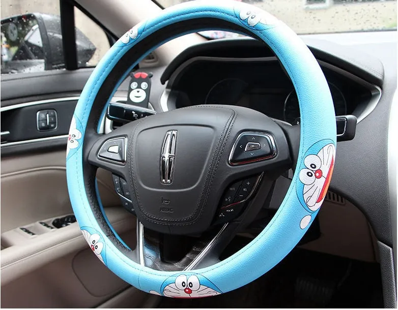 Korean cute cartoon steering wheel cover in microfiber leather for 38cm wheels