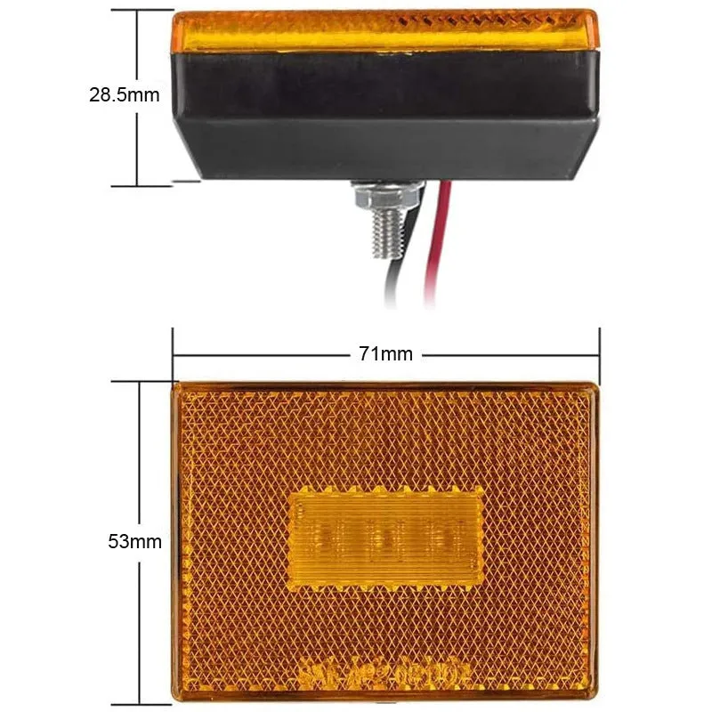 Red LED trailer side clearance light with transparent PC lens and 19cm wire.