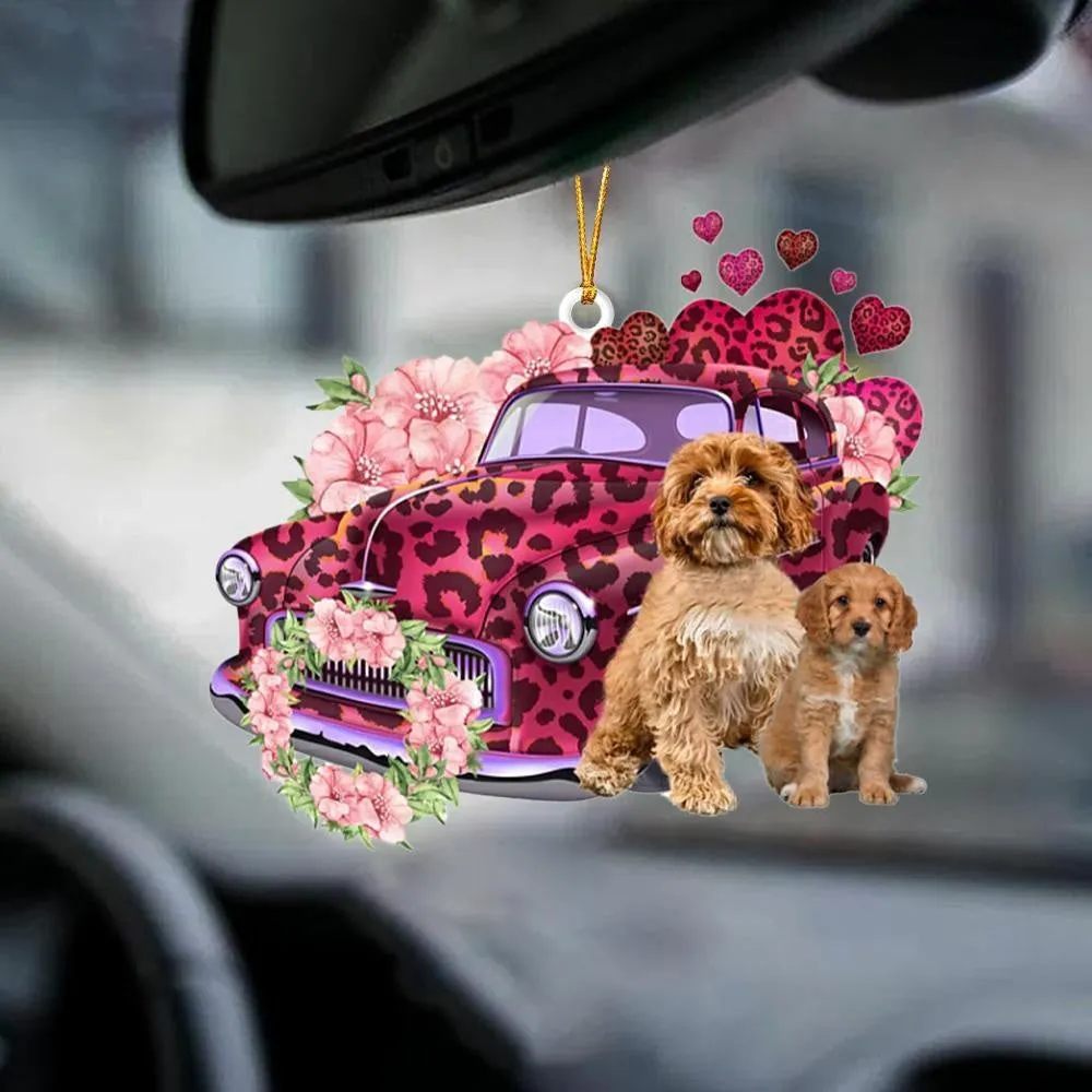 Sleeping dog angel acrylic pendant hanging ornament for car home door decor 10cm