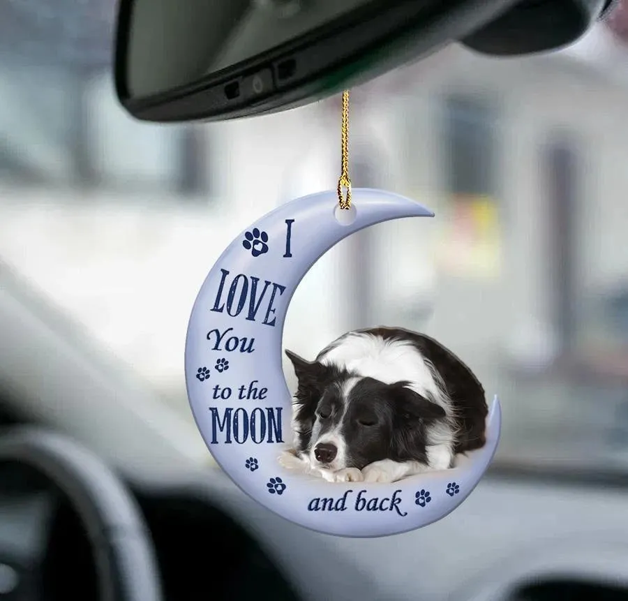 Sleeping dog angel acrylic pendant hanging ornament for car home door decor 10cm