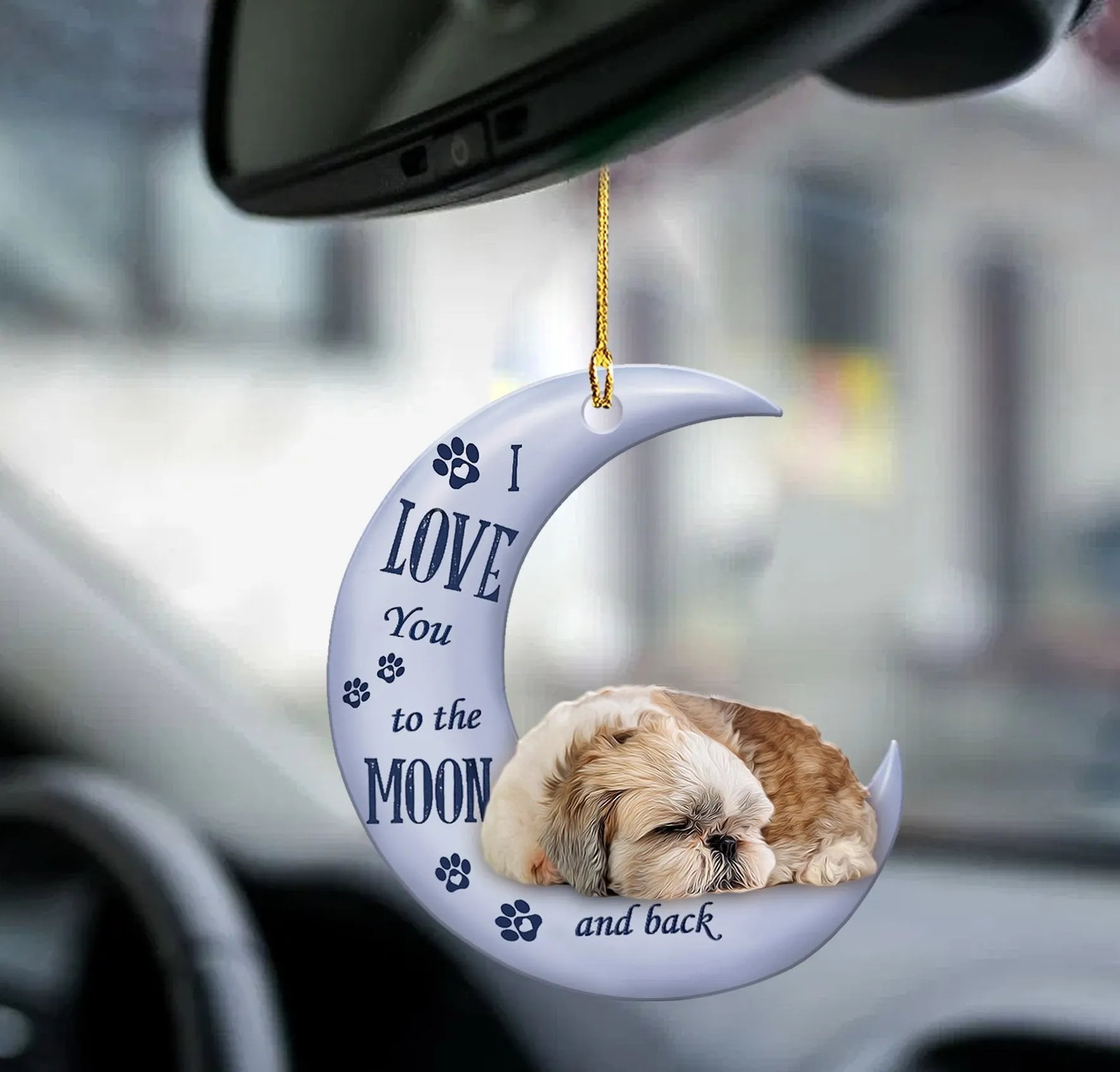 Sleeping dog angel acrylic pendant hanging ornament for car home door decor 10cm