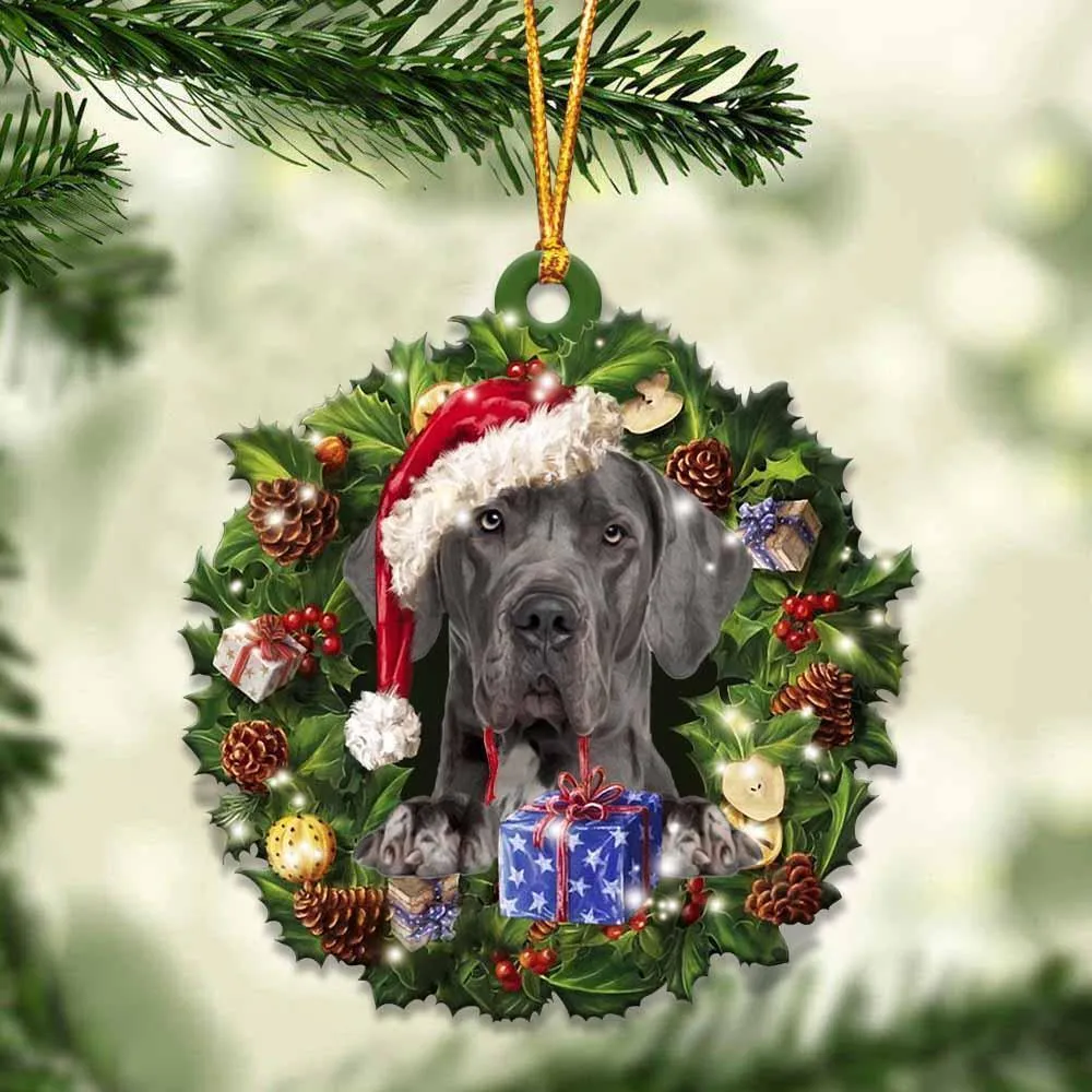 Sleeping dog angel acrylic pendant hanging ornament for car home door decor 10cm