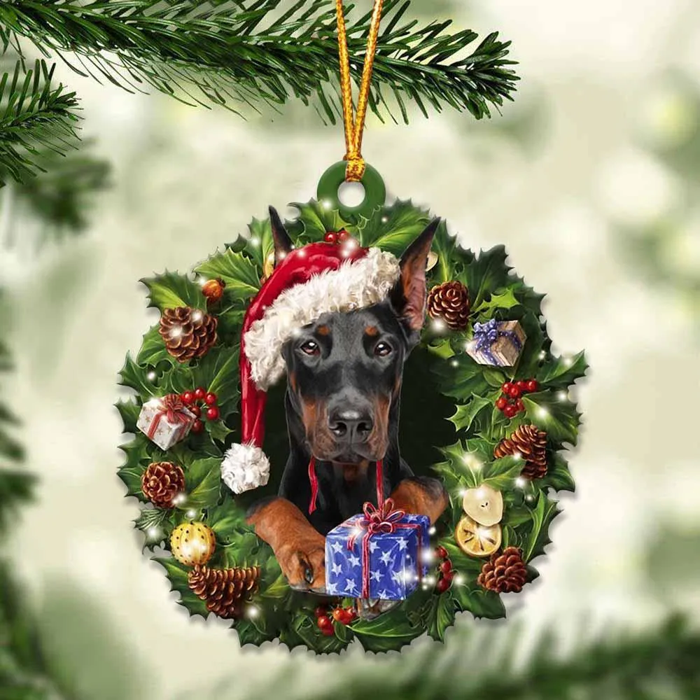 Sleeping dog angel acrylic pendant hanging ornament for car home door decor 10cm