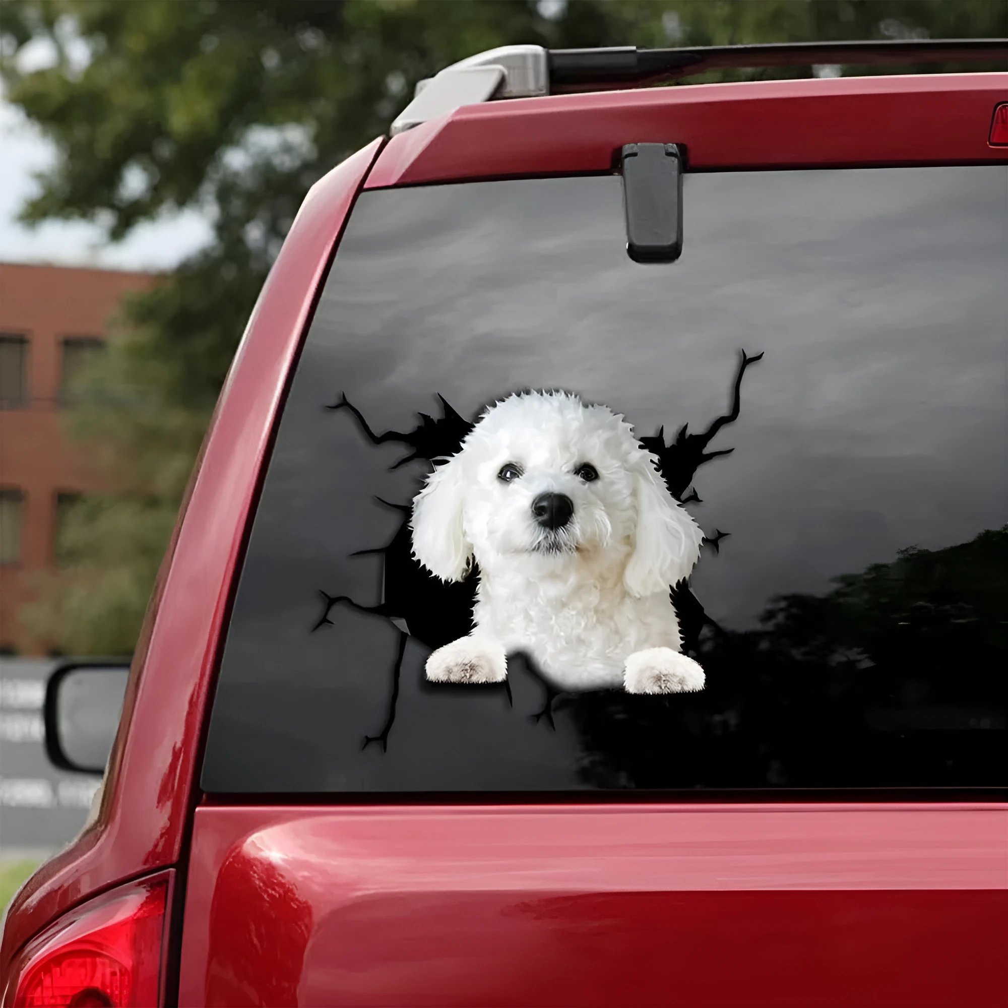 Sleeping dog angel acrylic pendant hanging ornament for car home door decor 10cm