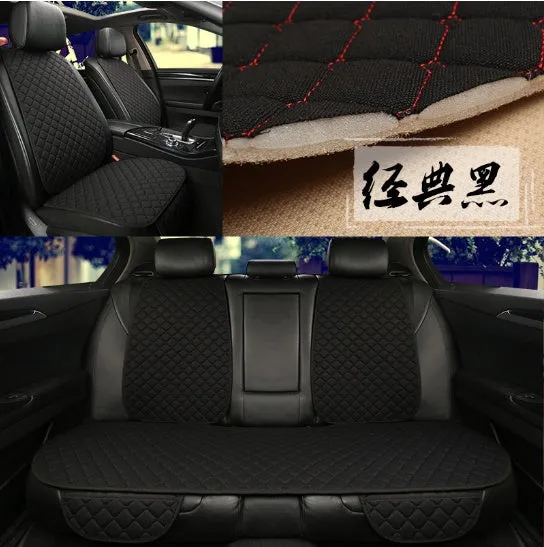 Flax car seat cover protector in linen fabric, beige colour, universal fit for front seat
