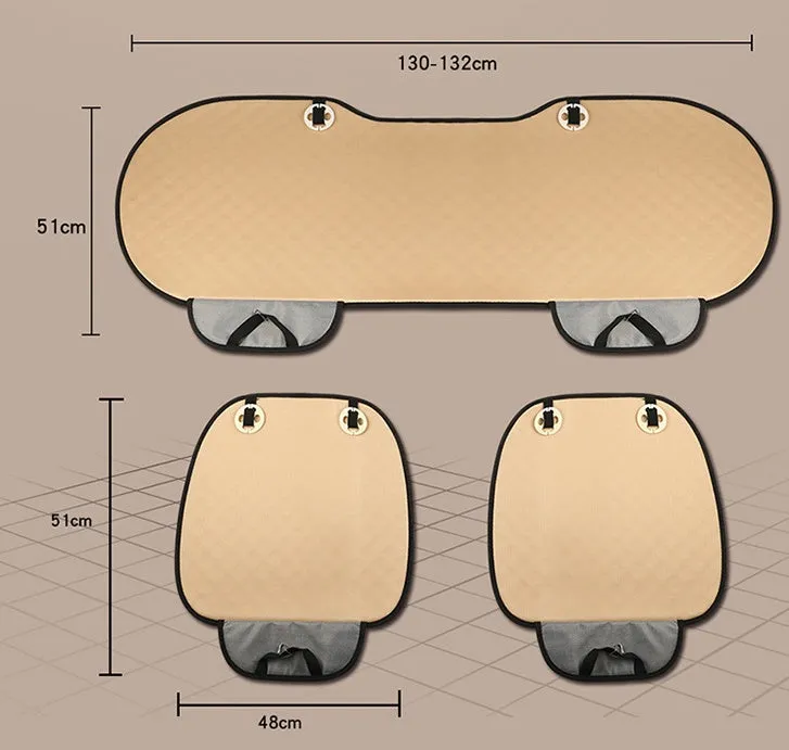 Flax car seat cover protector in linen fabric, beige colour, universal fit for front seat