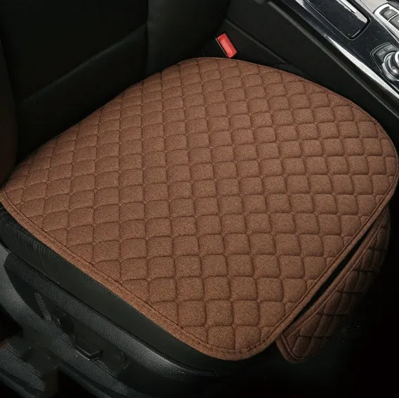 Flax car seat cover protector in linen fabric, beige colour, universal fit for front seat