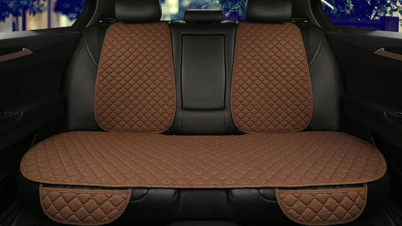 Flax car seat cover protector in linen fabric, beige colour, universal fit for front seat