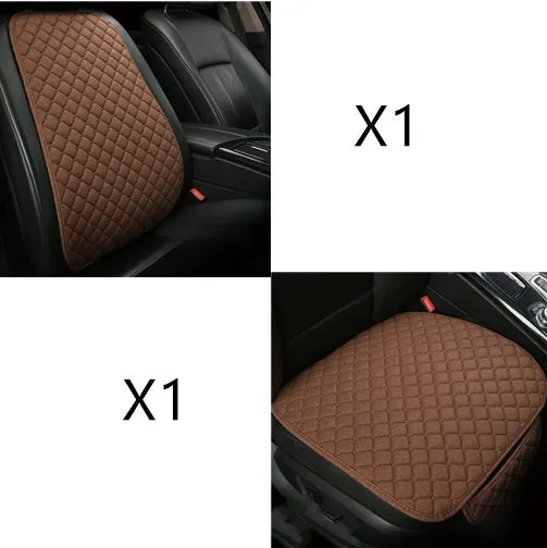 Flax car seat cover protector in linen fabric, beige colour, universal fit for front seat