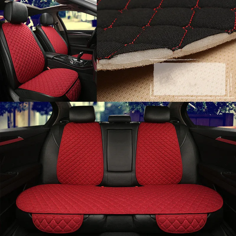 Flax car seat cover protector in linen fabric, beige colour, universal fit for front seat
