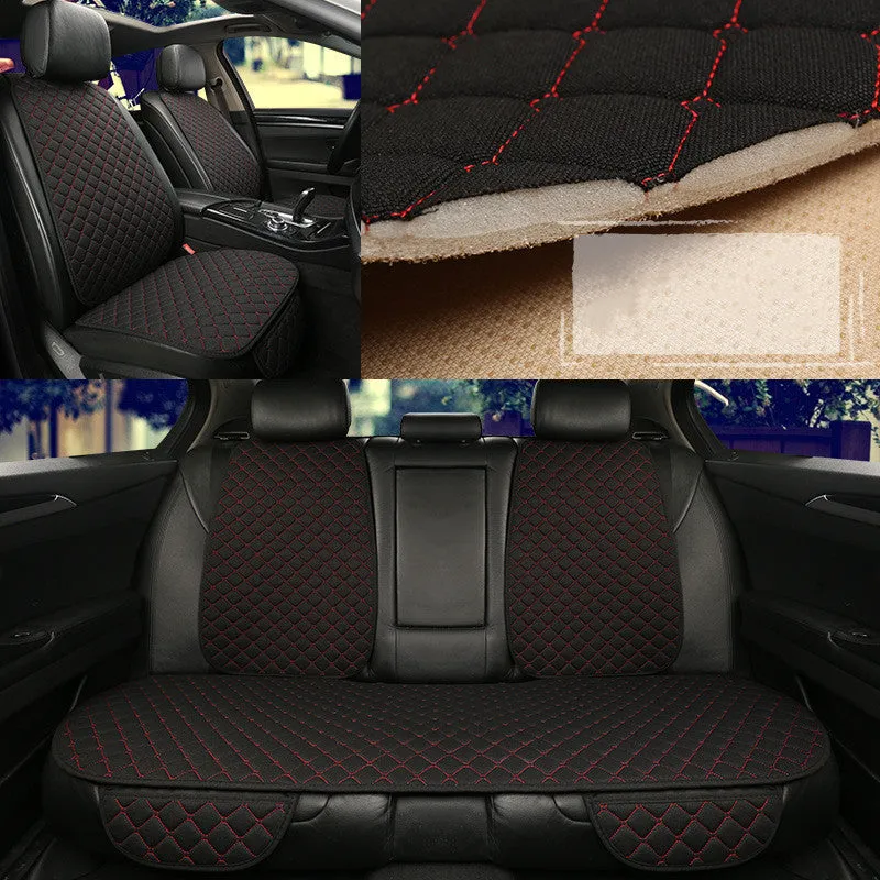 Flax car seat cover protector in linen fabric, beige colour, universal fit for front seat