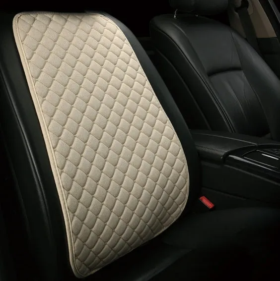 Flax car seat cover protector in linen fabric, beige colour, universal fit for front seat
