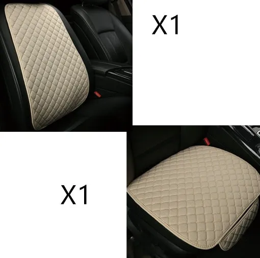 Flax car seat cover protector in linen fabric, beige colour, universal fit for front seat
