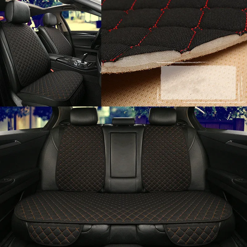 Flax car seat cover protector in linen fabric, beige colour, universal fit for front seat