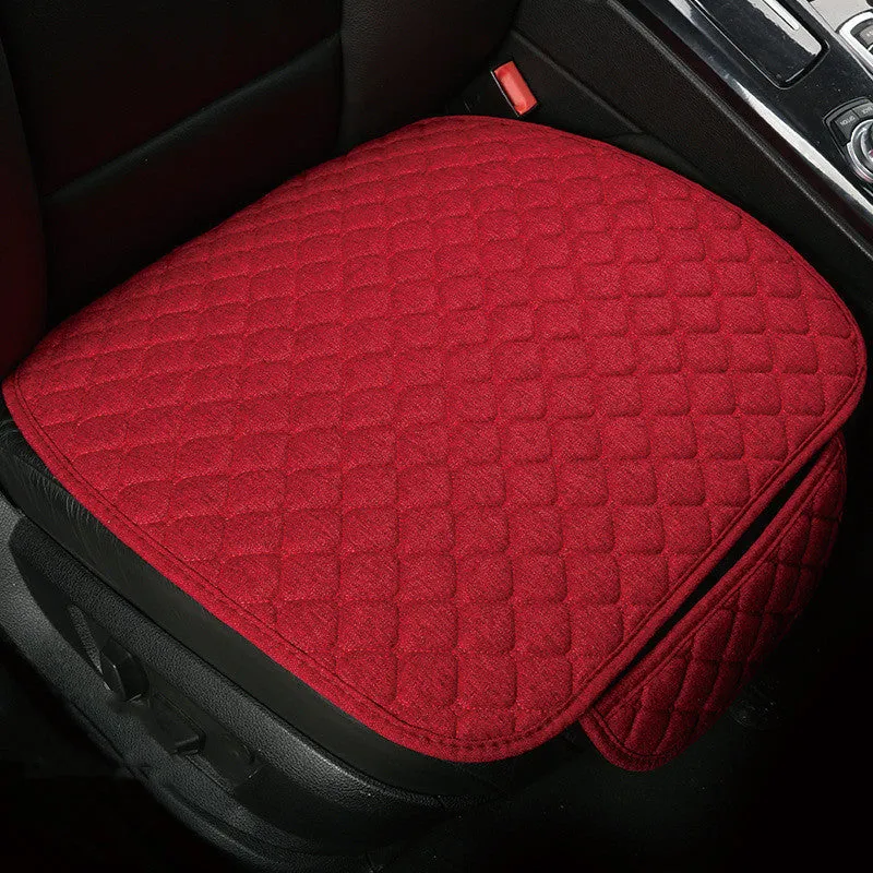 Flax car seat cover protector in linen fabric, beige colour, universal fit for front seat