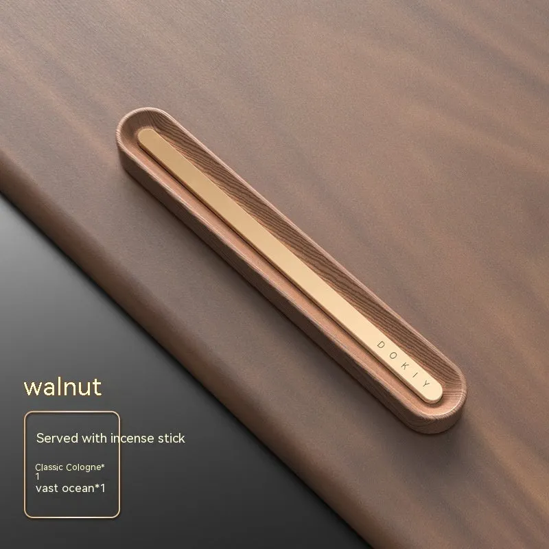 Long strip car aromatherapy ornament with air vent clip in metallic grey or walnut colour